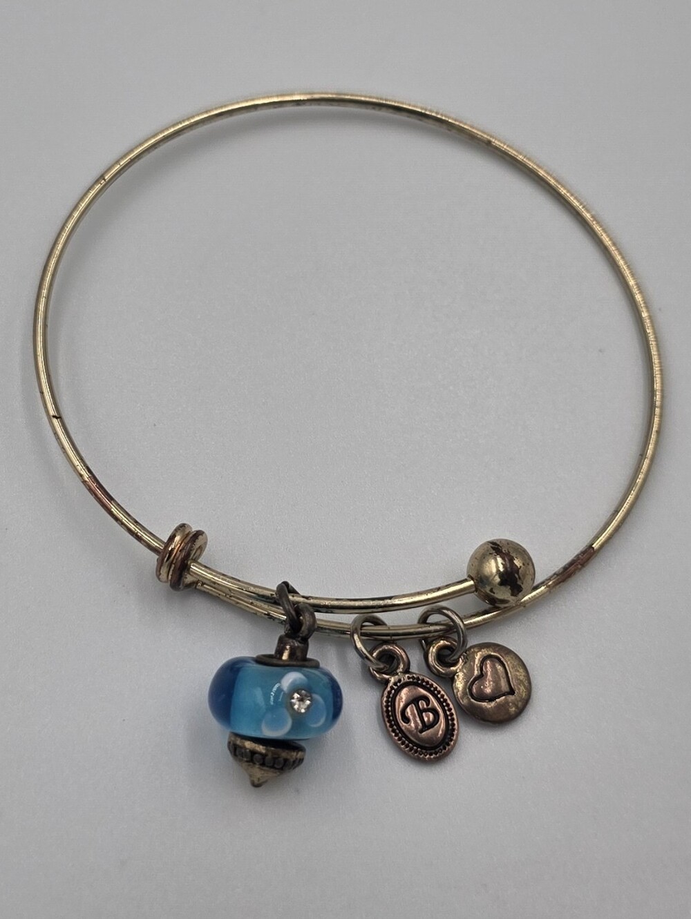 Brighton Blue‎ Glass Bead & Charm Bangle Bracelet